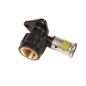 Henco gas muurplaat 16x1/2", pers x binnendraad, kunststof,  met plug, kort