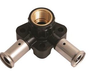 Henco muurplaat 20x1/2"x20, pers x binnendraad x pers, dubbel, laag 40 mm, kunststof