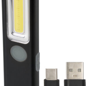 LED oplaadbare zaklamp PL 200 AC / werklamp met COB LED en USB C poort (flashlight met 200lm, tot 12 uur brandtijd, USB C oplaadkabel inbegrepen)
