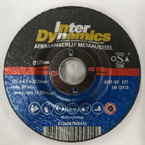InterDynamics® afbraamschijf 125mm, asgat 22.23mm metaal