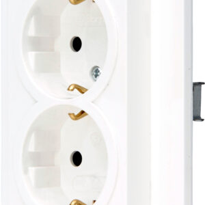 Wandcontactdoos 2V RA mat-wit HK07