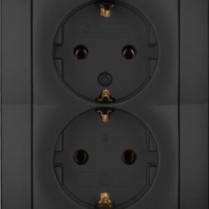 Wandcontactdoos 2V RA mat-zwart HK05