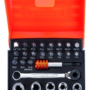 Bahco Bits-Dopsleutelset 1/4 26D