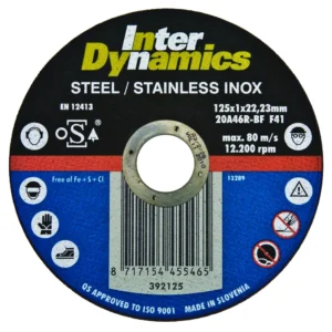 InterDynamics doorslijpschijf 125x1mm, 22.23mm Inox (doos)