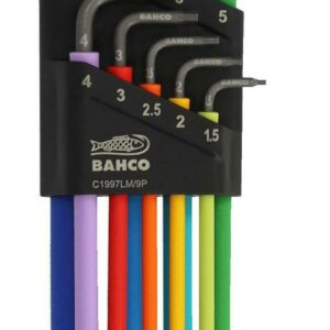 BAHCO C1997LM/9P stiftsleutelset zeskant lang gefosfateerd gekleurd metrisch 9-delig