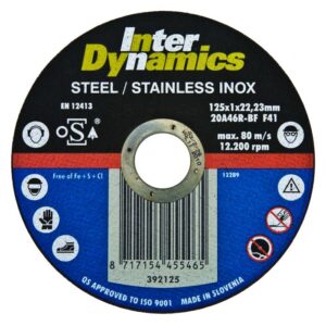 InterDynamics doorslijpschijf 125x1mm, 22.23mm Inox