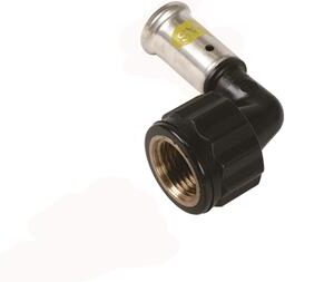 Henco Press Gas perskoppeling knie pers x binnendraad (schroefbus haaks)