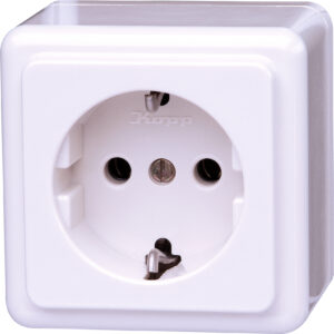 Kopp STANDARD opbouw enkelvoudige wandcontactdoos met randaarde 16A 250V - arctic wit
