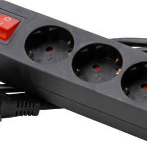 Kopp Snoercentrale 3V RA SH schak. 1,4m snoer zwart