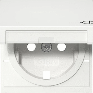 Gira centraalplaat stopcontact met randaarde klapdeksel en shutter 1-voudig - systeem 55 zuiver wit mat (494227)
