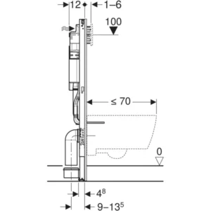 Geberit Duofix wandcloset element 112 cm met Sigma (UP320) inbouwreservoir 12 cm (Nieuw 2025 model) - 111.308.00.6