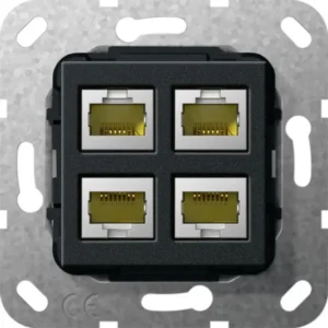 Gira MJ RJ45 Cat.6A 10 Gbit 4-v kppl. Basiselement zwart m (569810)