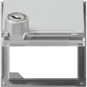 Gira adapterraam met klapdeksel, slot gelijksluitend en tekstkader TX44 aluminium (069765)