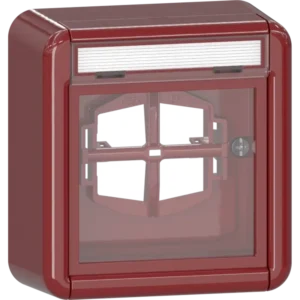 Gira afdekking met tekstkader + glasplaat opbouw - rood (320630)
