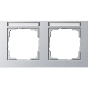 Gira afdekraam 2-voudig horizontaal tekstkader E2 aluminium mat (109225)