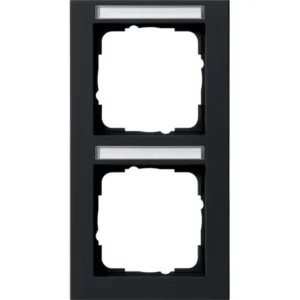 Gira afdekraam 2-voudig verticaal tekstkader E2 zwart mat (110209)