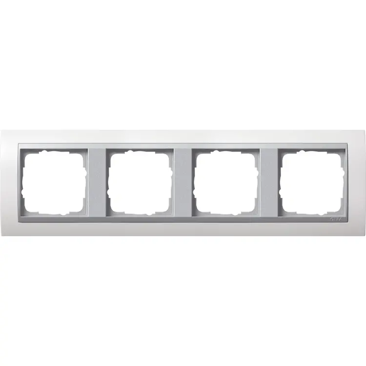 Gira afdekraam 4-voudig Event wit mat/aluminium mat (021471)