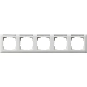 Gira afdekraam 5-voudig horizontaal met tekstkader Standaard 55 wit glans (109503)
