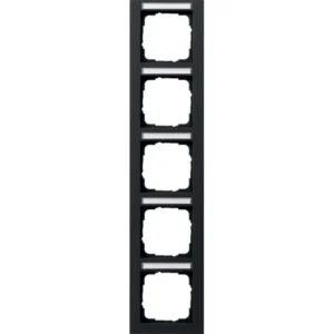 Gira afdekraam 5-voudig verticaal tekstkader E2 zwart mat (111509)