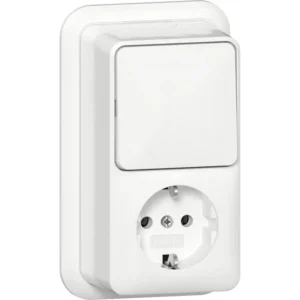 Gira combinatie schakelaar en wandcontactdoos randaarde opbouw wit (417611)