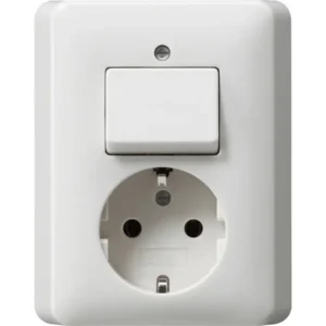 Gira combinatie schakelaar en wandcontactdoos randaarde Standaard 55 wit glans (017603)