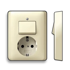 Gira combinatie schakelaar en wandcontactdoos randaarde Standaard 55 creme glans (017601)