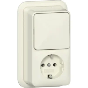 Gira combinatie schakelaar en wandcontactdoos randaarde opbouw creme (417610)