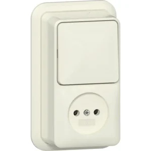 Gira combinatie schakelaar en wandcontactdoos zonder randaarde opbouw creme (447610)