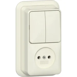 Gira combinatie serieschakelaar en wandcontactdoos zonder randaarde opbouw creme (447510)