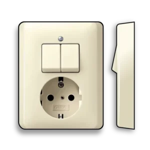 Gira combinatie serieschakelaar en wandcontactdoos randaarde Standaard 55 creme glans (017501)