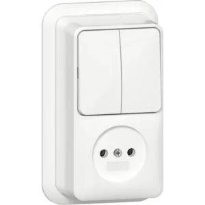 Gira combinatie serieschakelaar en wandcontactdoos zonder randaarde opbouw wit (447511)