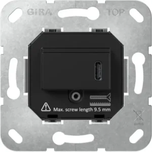 Gira USB-lader type C met snellaadfunctie Power Delivery 65 W zwart (236300)