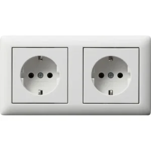 Gira wandcontactdoos 2-voudig randaarde compleet voorbedraad voor duo-inbouwdoos Systeem 55 wit mat (479304)