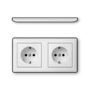 Gira wandcontactdoos 2-voudig randaarde compleet voorbedraad voor duo-inbouwdoos Systeem 55 wit glans (479303)