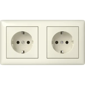 Gira wandcontactdoos 2-voudig randaarde compleet voorbedraad Type 10 Systeem 55 creme glans (482101)