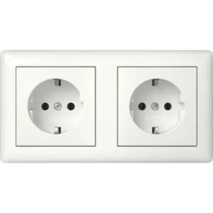 Gira wandcontactdoos 2-voudig randaarde compleet wandgoot Type 5 Standaard 55 wit glans (492503)