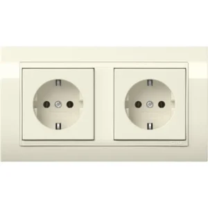Gira wandcontactdoos 2-voudig randaarde compleet wandgoot Type 10 Standaard 55 breed creme glans (4921021)