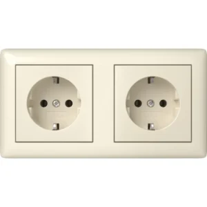 Gira wandcontactdoos 2-voudig randaarde compleet wandgoot Type 5 Standaard 55 creme glans (492501)