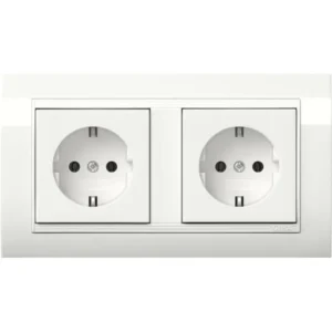 Gira wandcontactdoos 2-voudig randaarde compleet wandgoot Type 10 Standaard 55 breed wit glans (4921023)
