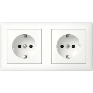 Gira wandcontactdoos 2-voudig randaarde Safety Plus compleet voorbedraad voor duo-inbouwdoos Standaard 55 wit mat (478604)