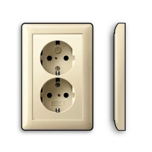 Gira dubbel stopcontact met randaarde en shutter voor 1,5-voudige inbouwdoos - Systeem 55 crème wit (273501)
