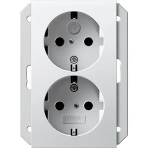 Gira wandcontactdoos 2-voudig randaarde Safety+ voor ovale 1,5 inbouwdoos Systeem 55 wit mat (273527)