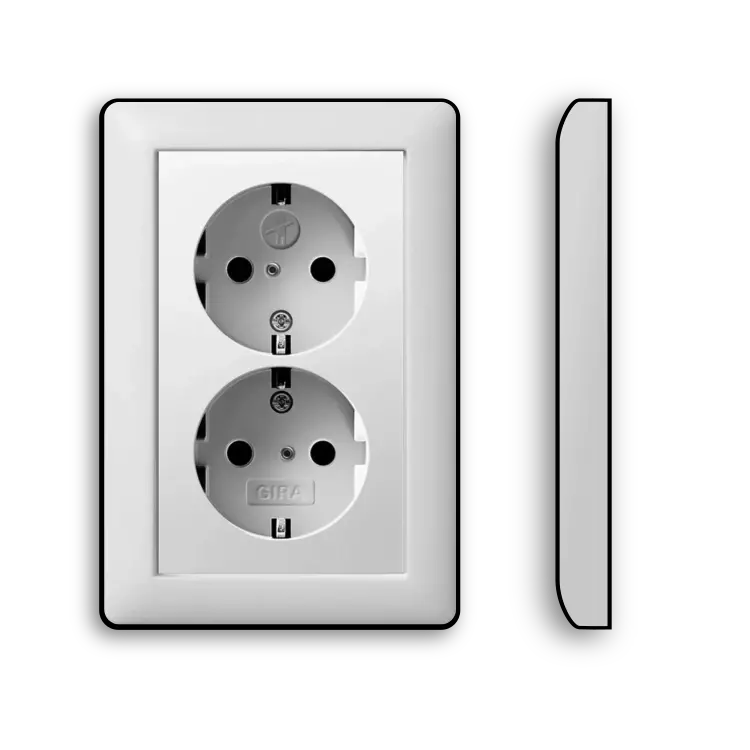 Gira wandcontactdoos 2-voudig randaarde Safety+ voor ovale 1,5 inbouwdoos Systeem 55 wit mat (273527) - Afbeelding 2