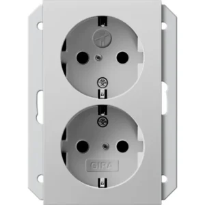 Gira wandcontactdoos 2-voudig randaarde Safety+ voor ovale 1,5 inbouwdoos Systeem 55 grijs mat (2735015)