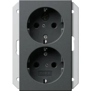 Gira wandcontactdoos 2-voudig randaarde Safety+ voor ovale 1,5 inbouwdoos Systeem 55 antraciet mat (273528)