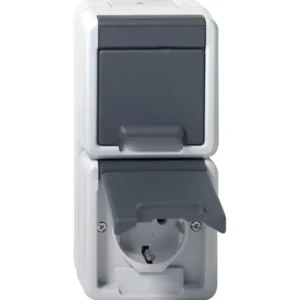 Gira wandcontactdoos 2-voudig randaarde verticaal klapdeksel opbouw compleet IP44 (478030)