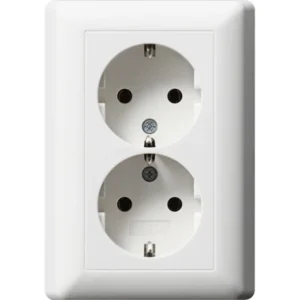 Gira wandcontactdoos 2-voudig randaarde voor enkele inbouwdoos Standaard 55 wit glans (078803)