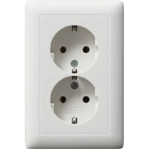 Gira wandcontactdoos 2-voudig randaarde voor ovale 1,5 inbouwdoos Standaard 55 wit mat (078204)