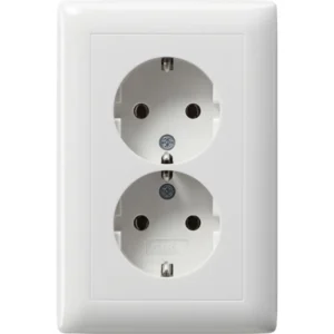 Gira wandcontactdoos 2-voudig randaarde voor ovale 1,5 inbouwdoos Standaard 55 wit glans (078203)