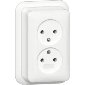 Gira wandcontactdoos 2-voudig zonder randaarde opbouw wit (479111)